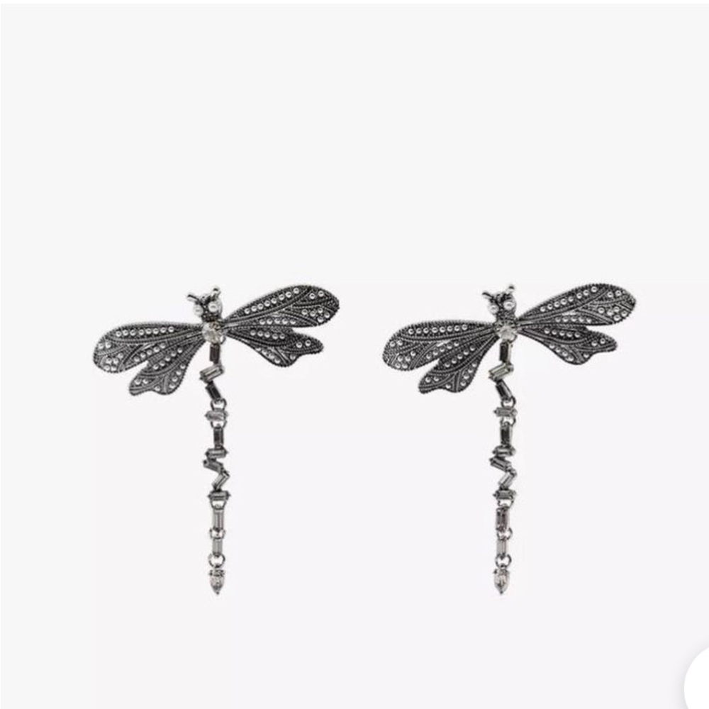 Zara Silver Dragonfly Earrings - Picture 2 of 5